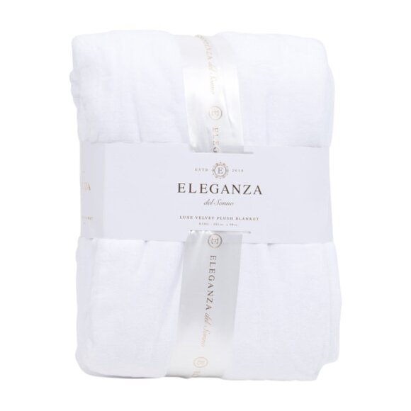 ELEGANZA White Velvet Plush Blanket - Picture 1 of 2